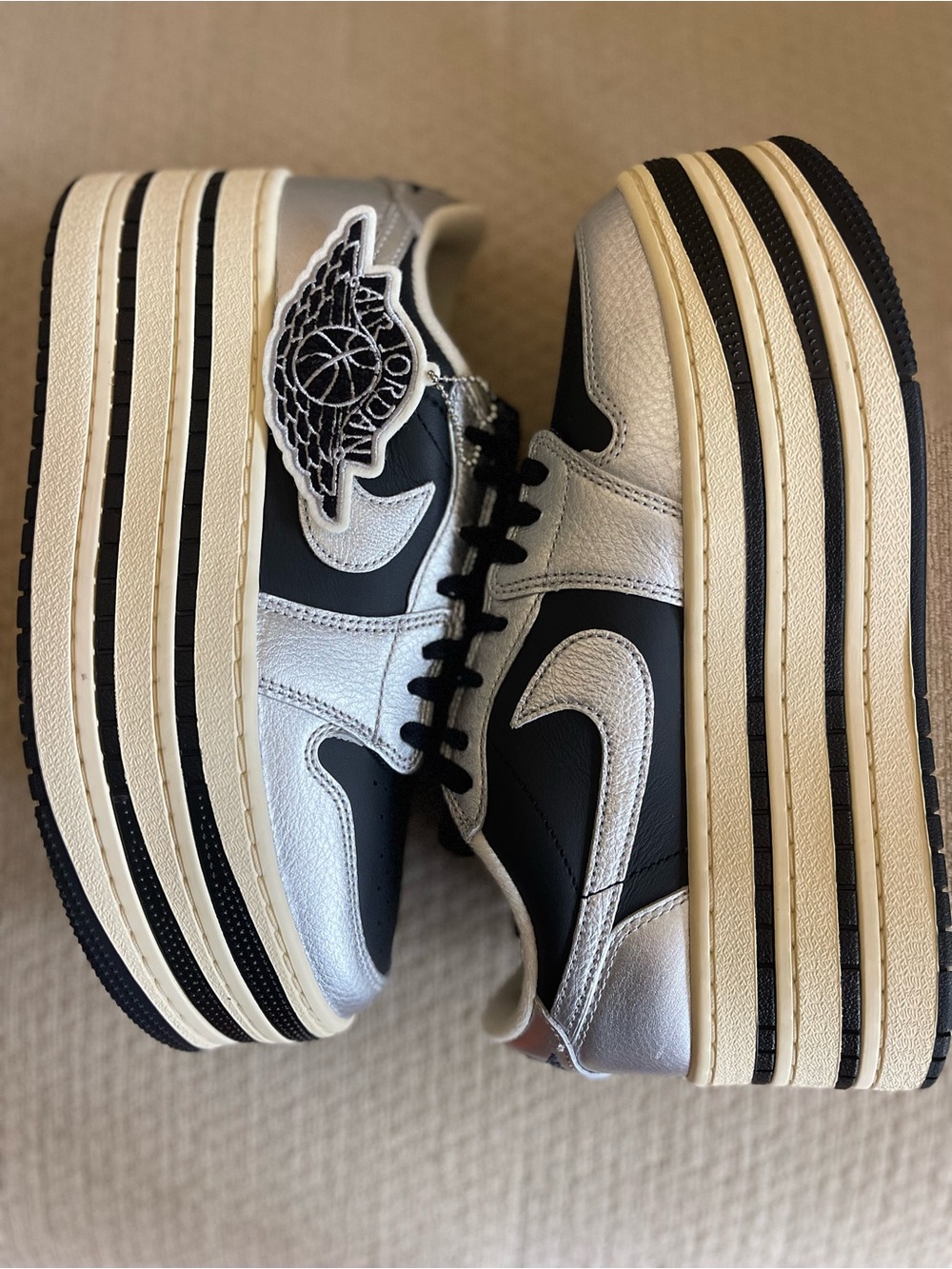 Size 10 - Nike Air Jordan 1 Triple Stack Metallic Silver HV8288-001 Women's NEW - Picture 4 of 10